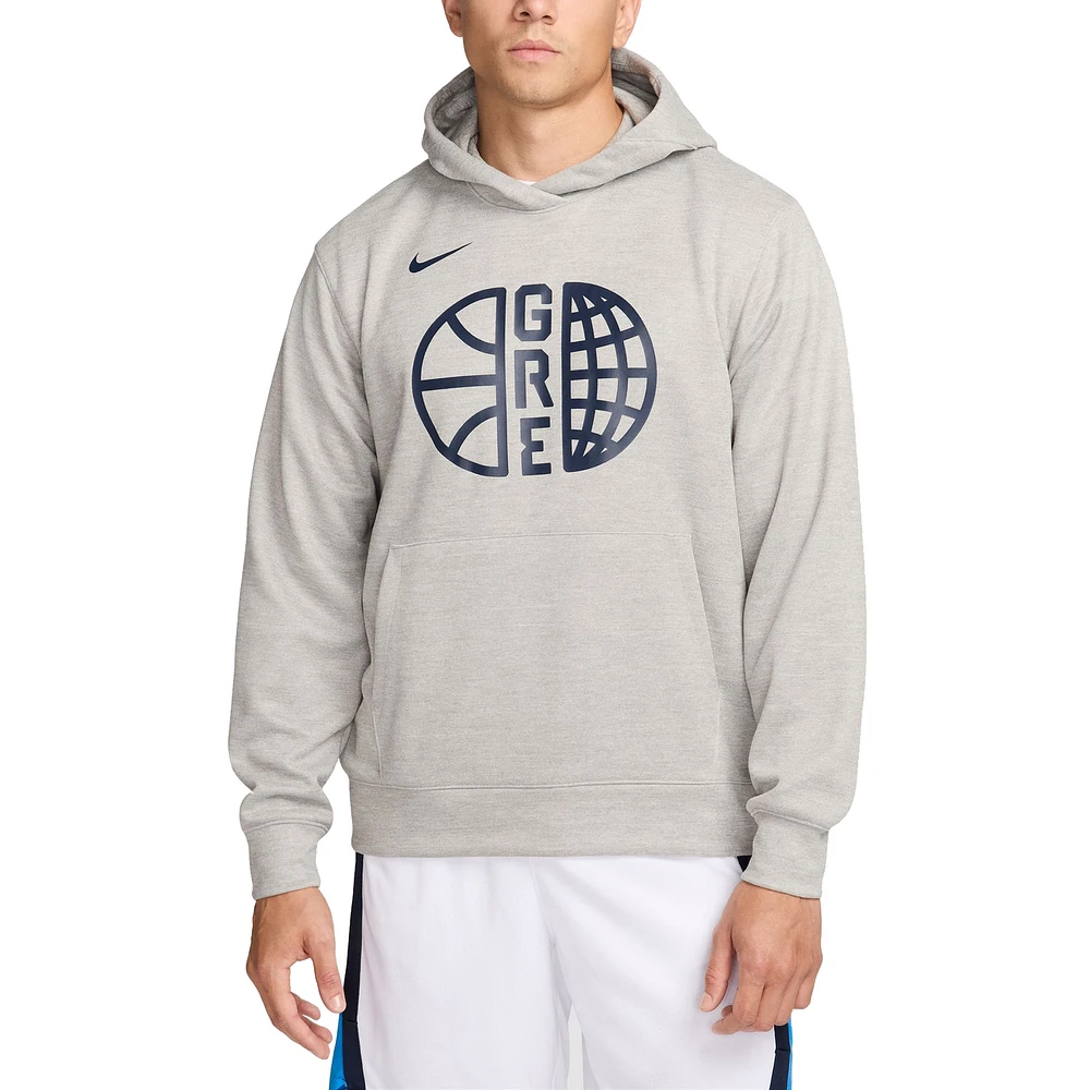 Men's Nike Gray Greece Basketball 2024 Summer Olympics Authentic Practice Club Pullover Hoodie