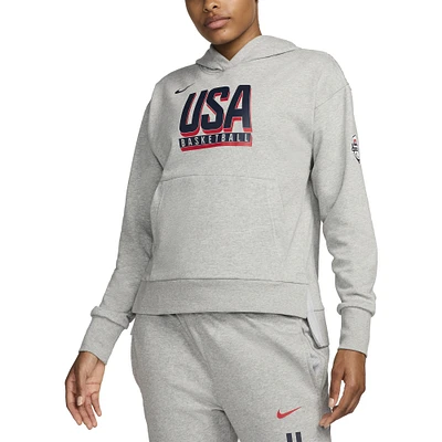 Women's Nike Gray USA Basketball Authentic Practice Club Pullover Hoodie