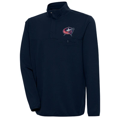 Men's Antigua Navy Columbus Blue Jackets Streamer Quarter-Snap Pullover Jacket