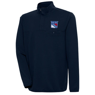 Men's Antigua Navy New York Rangers Streamer Quarter-Snap Pullover Jacket