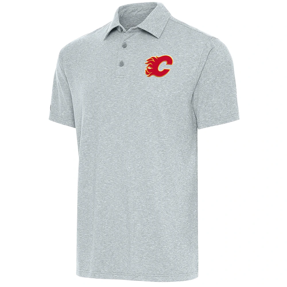 Men's Antigua Heather Calgary Flames Par Polo