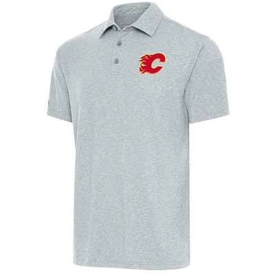 Men's Antigua Heather Gray Calgary Flames Par Polo