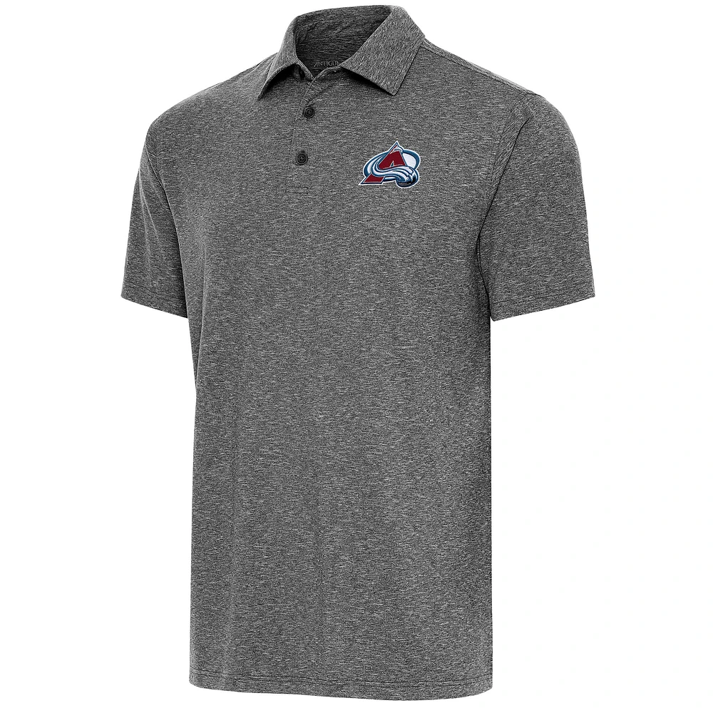 Men's Antigua Heather Black Colorado Avalanche Par Polo