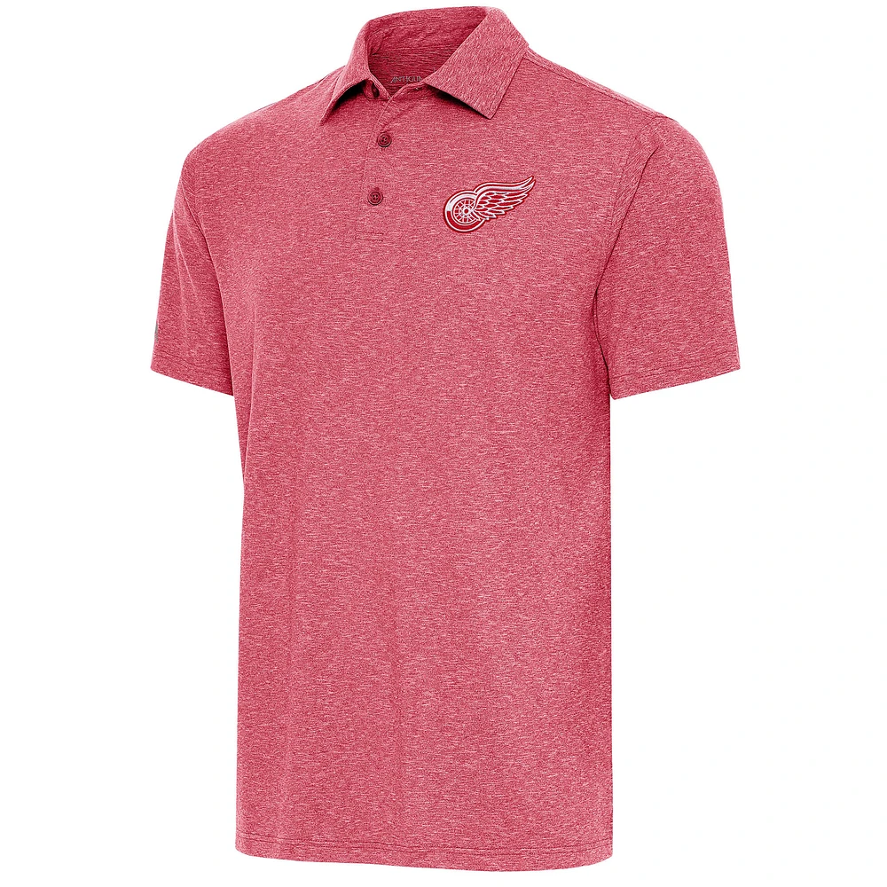 Men's Antigua Heather Red Detroit Wings Par Polo