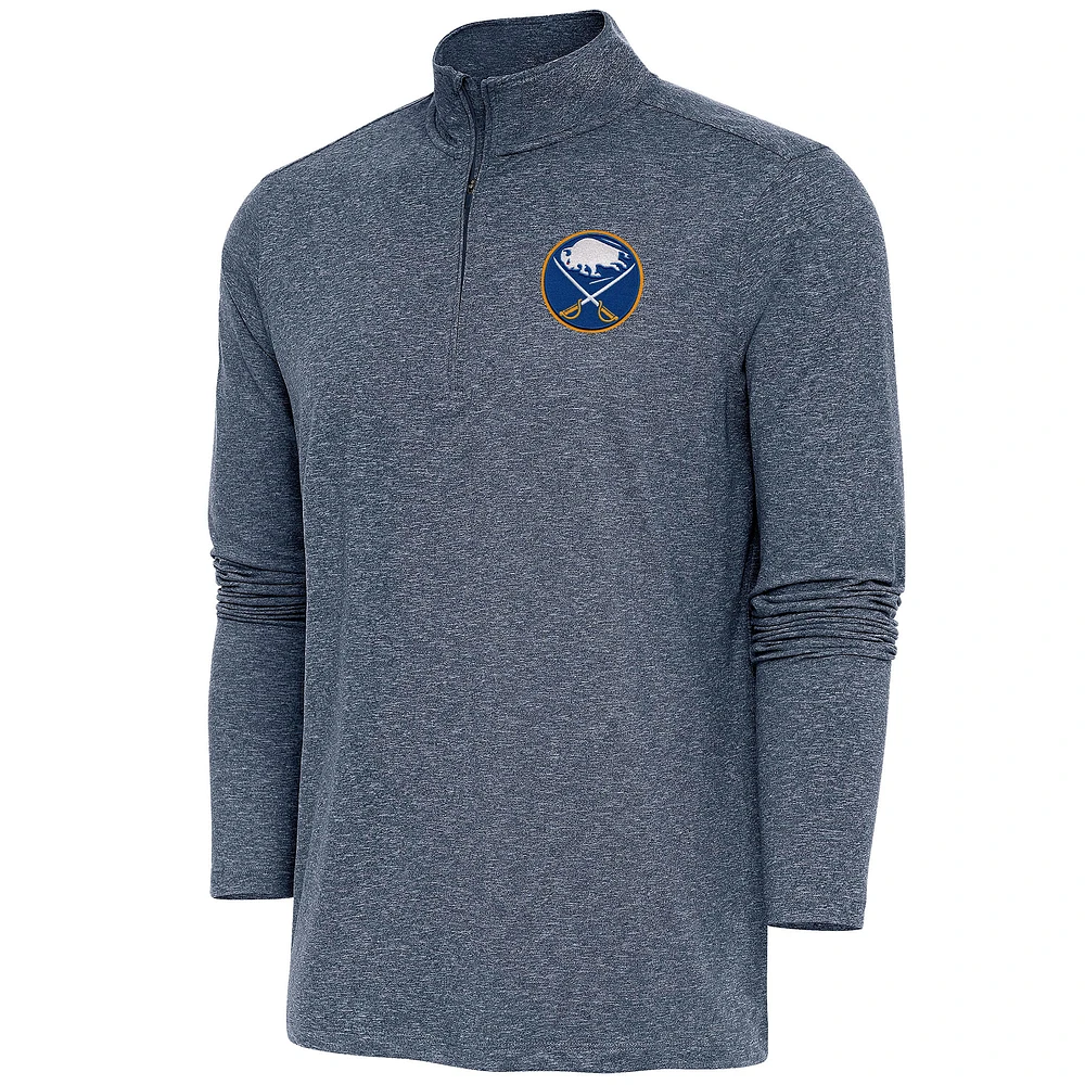 Men's Antigua Heather Navy Buffalo Sabres Hunk Quarter-Zip Pullover Top