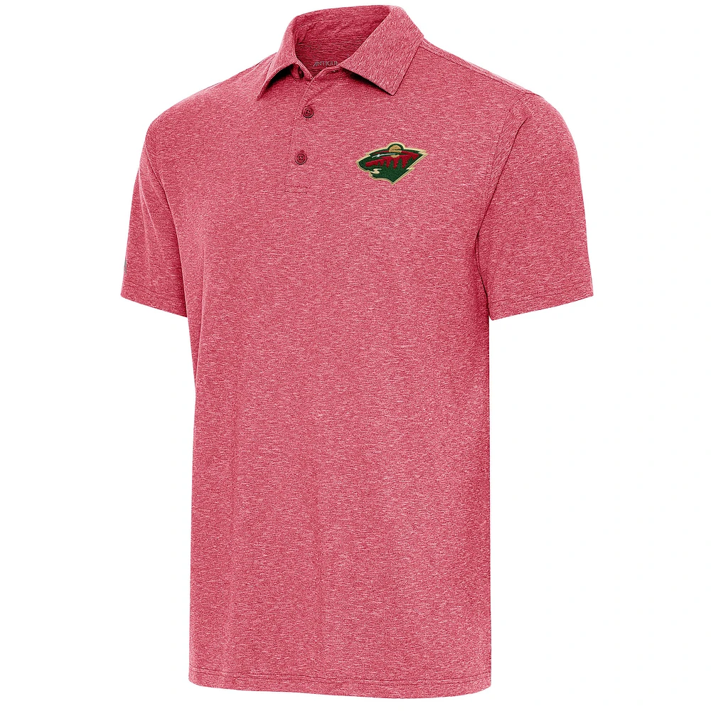 Men's Antigua Heather Red Minnesota Wild Par Polo