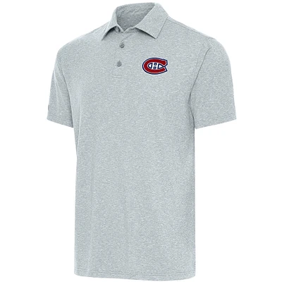 Men's Antigua Heather Gray Montreal Canadiens Par Polo