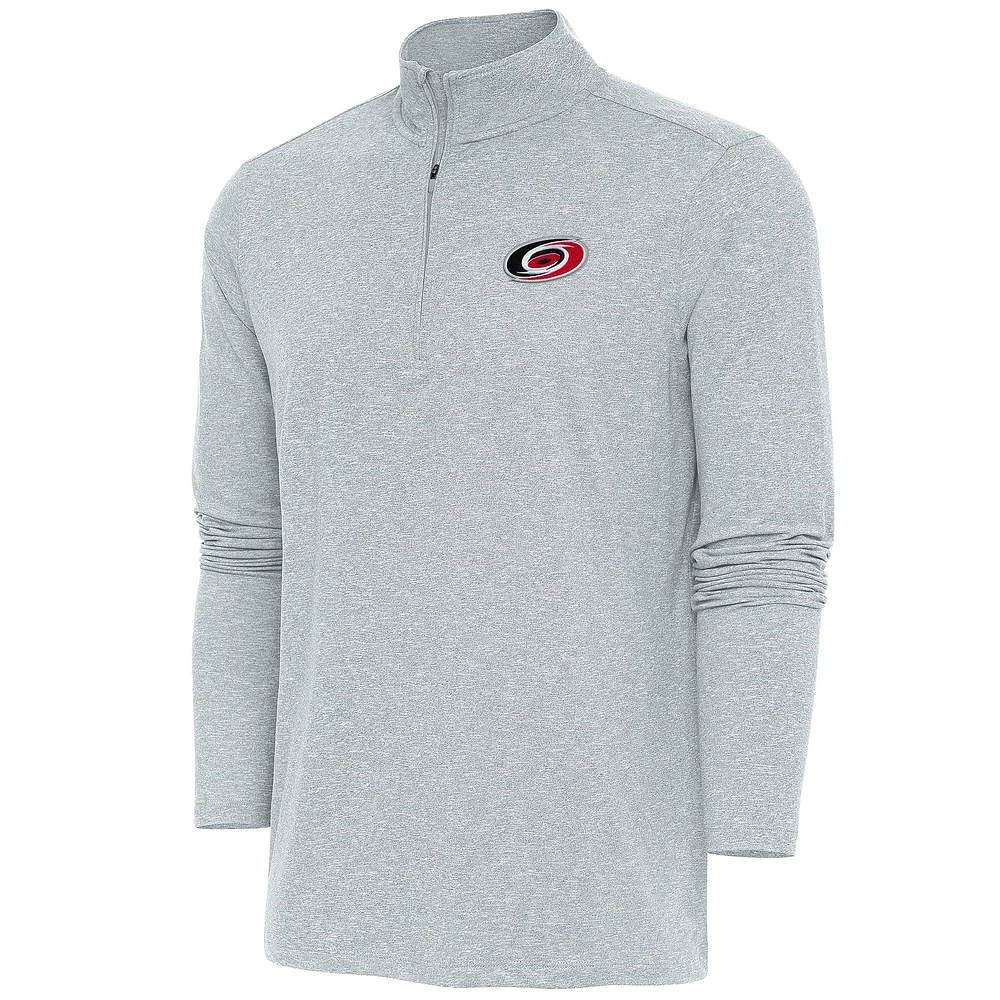 Men's Antigua Heather Gray Carolina Hurricanes Hunk Quarter-Zip Pullover Top