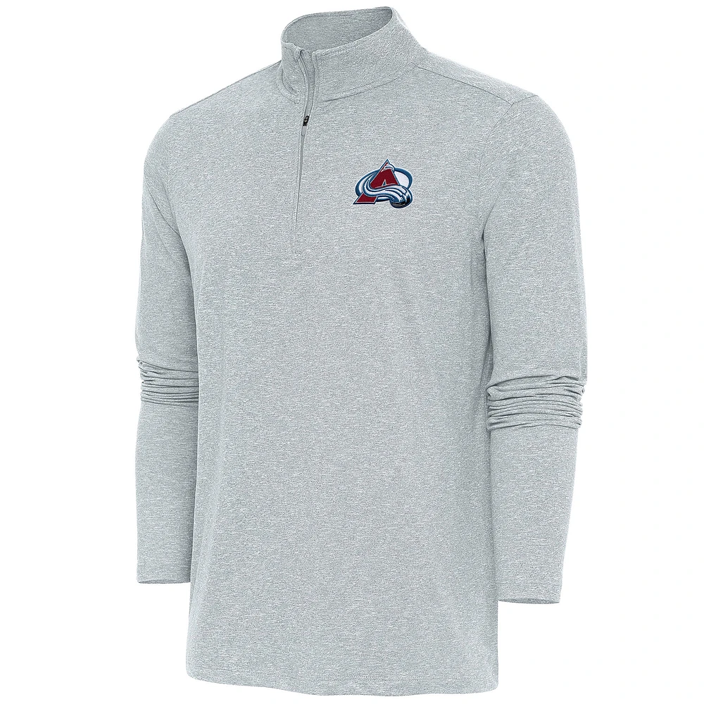 Men's Antigua Heather Gray Colorado Avalanche Hunk Quarter-Zip Pullover Top