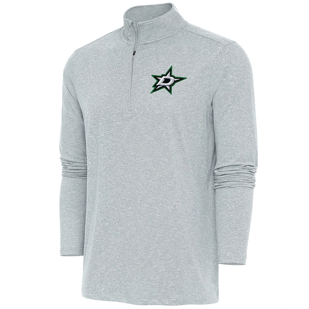 Men's Antigua Heather Dallas Stars Hunk Quarter-Zip Pullover Top