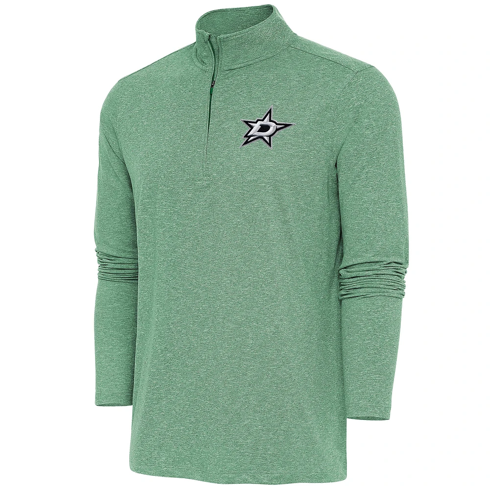 Men's Antigua Heather Hunter Green Dallas Stars Hunk Quarter-Zip Pullover Top