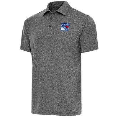 Men's Antigua Heather Black New York Rangers Par Polo