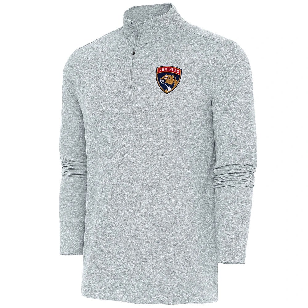 Men's Antigua Heather Florida Panthers Hunk Quarter-Zip Pullover Top