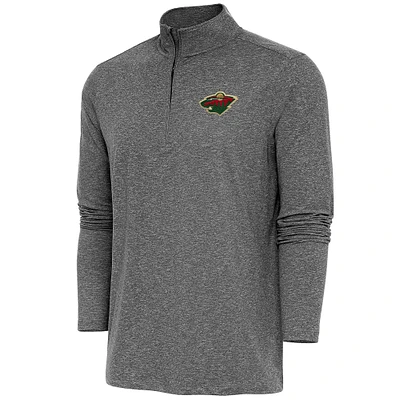 Men's Antigua Heather Minnesota Wild Hunk Quarter-Zip Pullover Top
