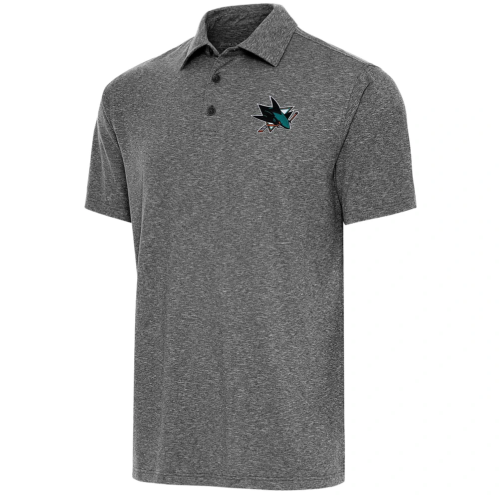 Men's Antigua Heather Black San Jose Sharks Par Polo