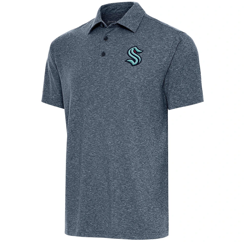 Men's Antigua Heather Deep Sea Blue Seattle Kraken Par Polo