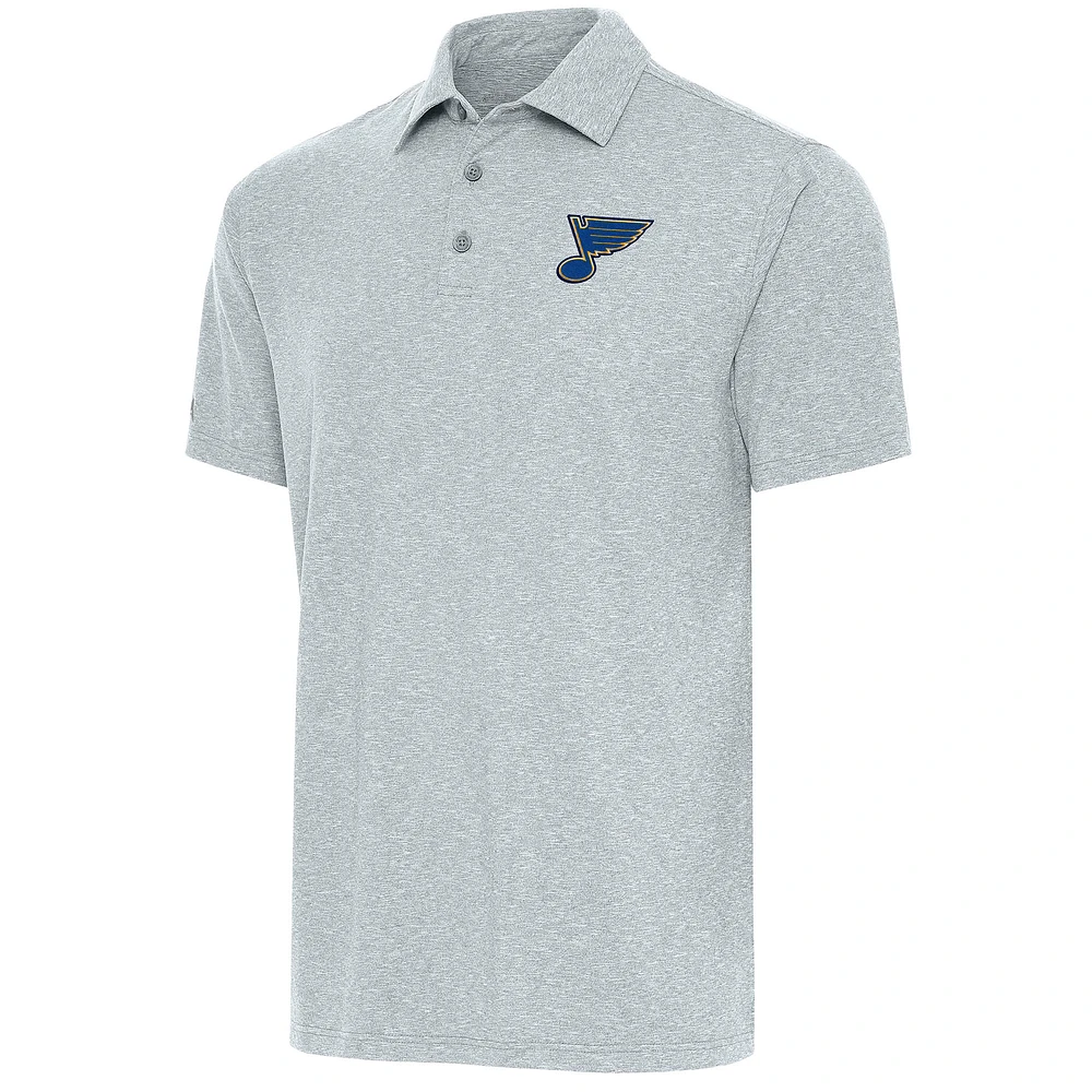 Men's Antigua Heather Gray St. Louis Blues Par Polo