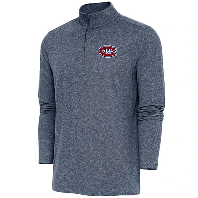 Men's Antigua Heather Navy Montreal Canadiens Hunk Quarter-Zip Pullover Top
