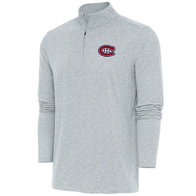Men's Antigua Heather Montreal Canadiens Hunk Quarter-Zip Pullover Top