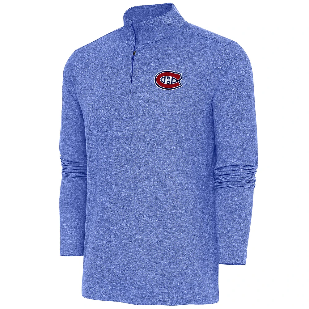 Men's Antigua Heather Royal Montreal Canadiens Hunk Quarter-Zip Pullover Top