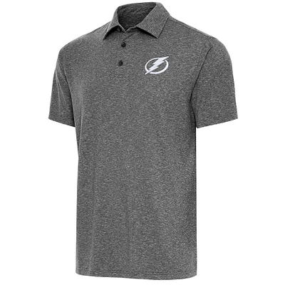 Men's Antigua Heather Black Tampa Bay Lightning Par Polo