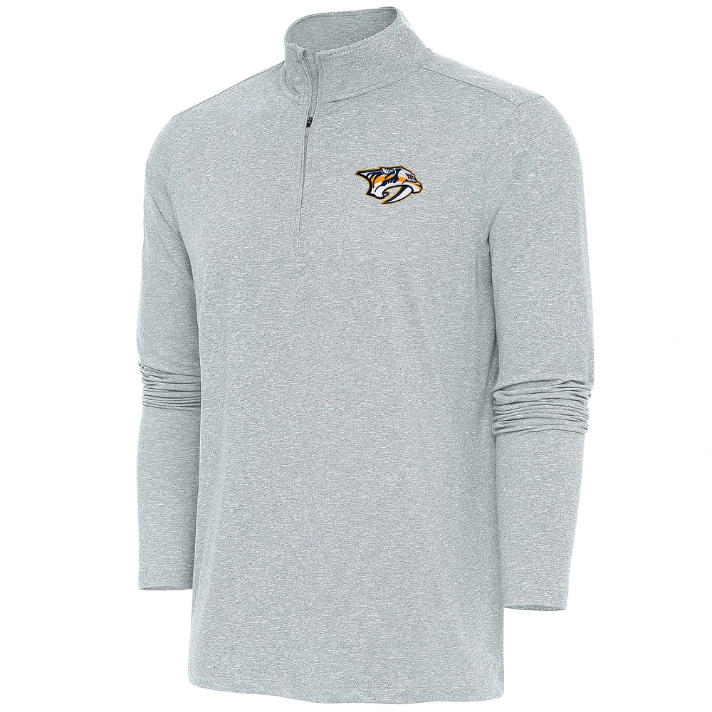Men's Antigua Heather Nashville Predators Hunk Quarter-Zip Pullover Top