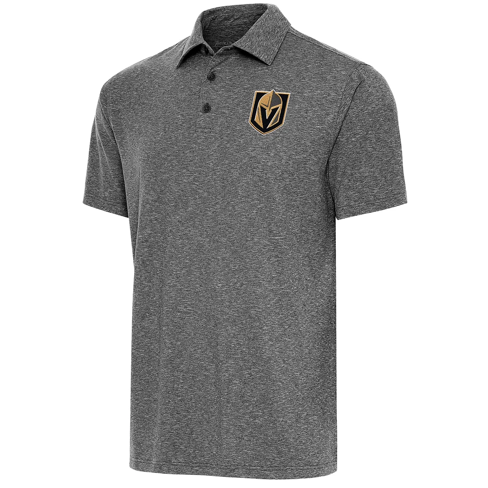 Men's Antigua Heather Black Vegas Golden Knights Par Polo