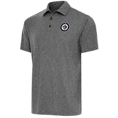 Men's Antigua Heather Black Winnipeg Jets Par Polo