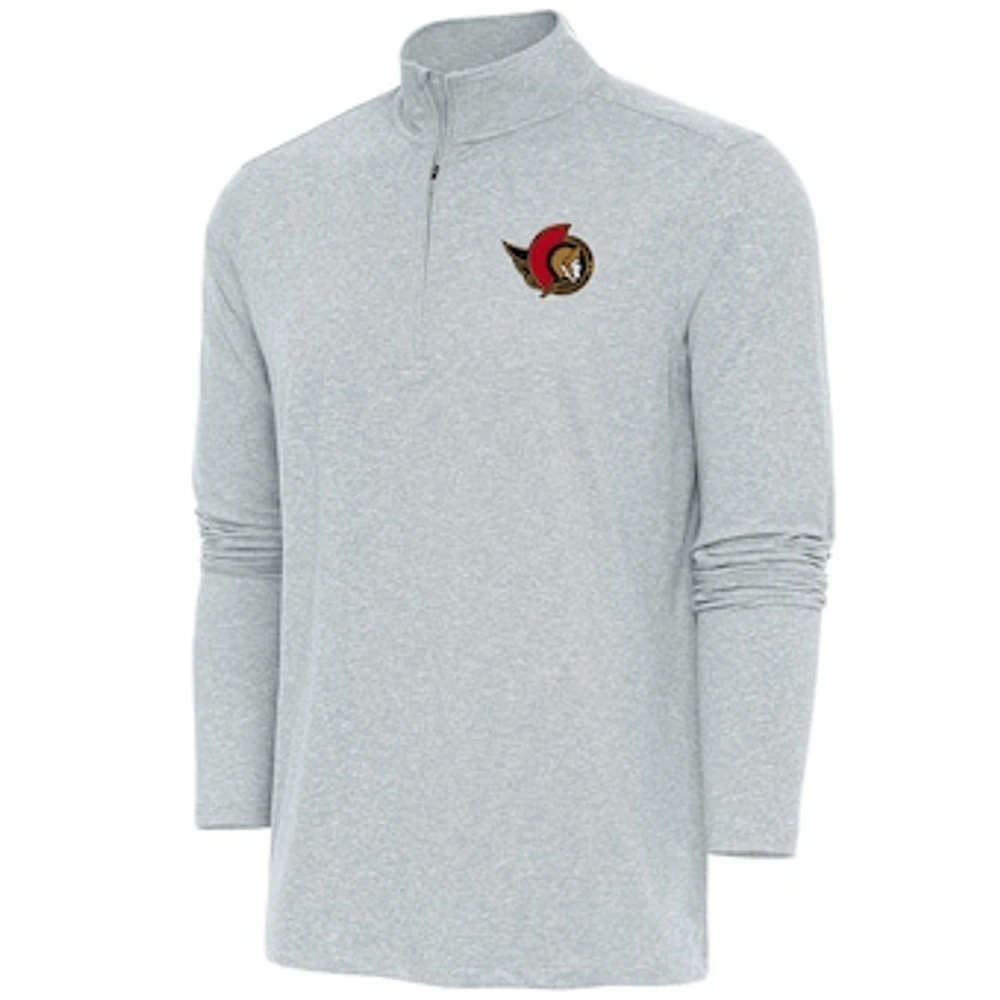 Men's Antigua Heather Ottawa Senators Hunk Quarter-Zip Pullover Top