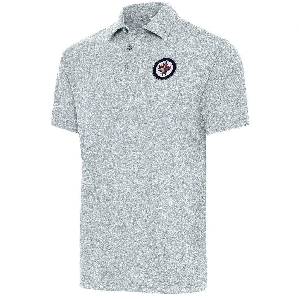 Men's Antigua Heather Gray Winnipeg Jets Par Polo