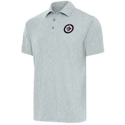 Men's Antigua Heather Gray Winnipeg Jets Par Polo
