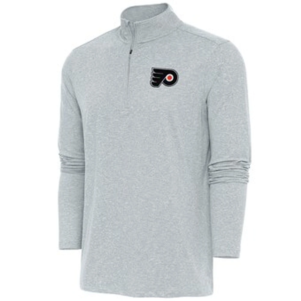 Men's Antigua Heather Gray Philadelphia Flyers Hunk Quarter-Zip Pullover Top
