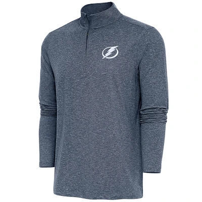 Men's Antigua Heather Navy Tampa Bay Lightning Hunk Quarter-Zip Pullover Top