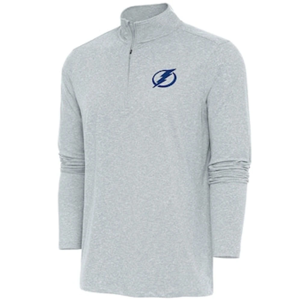 Men's Antigua Heather Tampa Bay Lightning Hunk Quarter-Zip Pullover Top