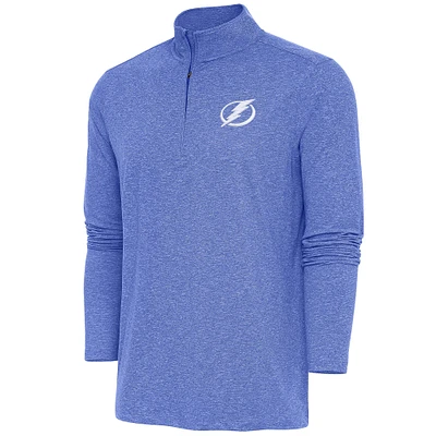 Men's Antigua Heather Royal Tampa Bay Lightning Hunk Quarter-Zip Pullover Top