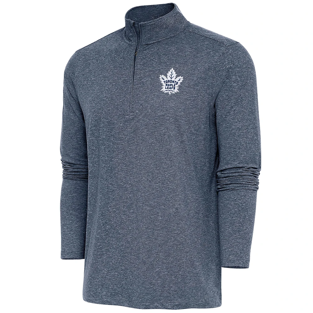 Men's Antigua Heather Navy Toronto Maple Leafs Hunk Quarter-Zip Pullover Top
