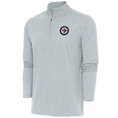 Men's Antigua Heather Winnipeg Jets Hunk Quarter-Zip Pullover Top