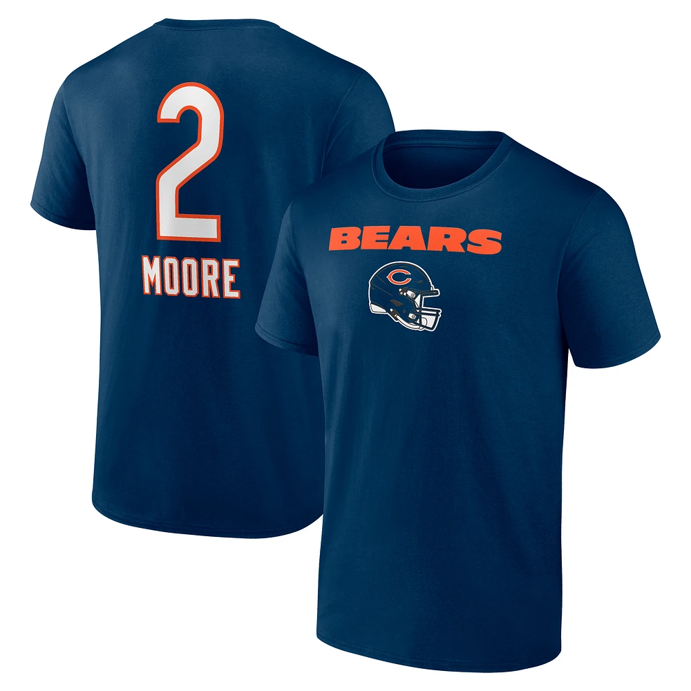 Men's D.J. Moore Navy Chicago Bears Team Wordmark Player Name & Number T-Shirt