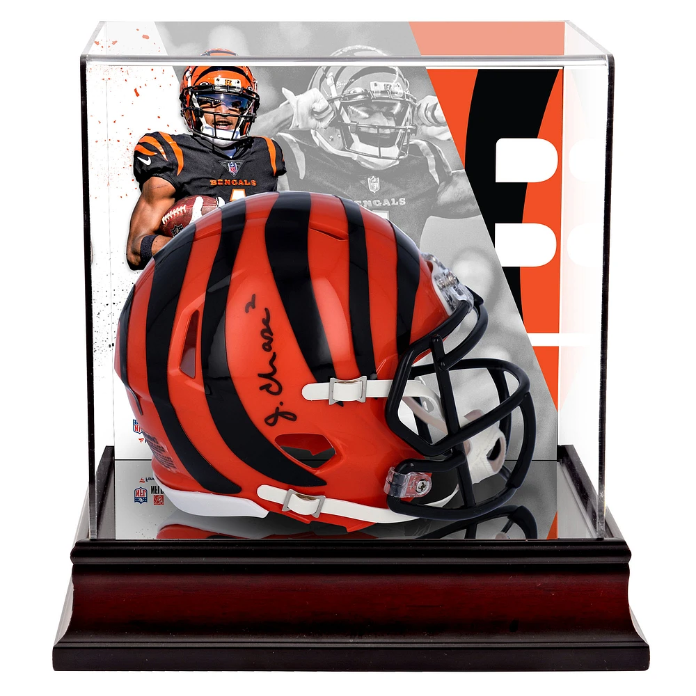 Ja'Marr Chase Cincinnati Bengals Autographed Riddell Speed Mini Helmet with Deluxe Mini Helmet Case
