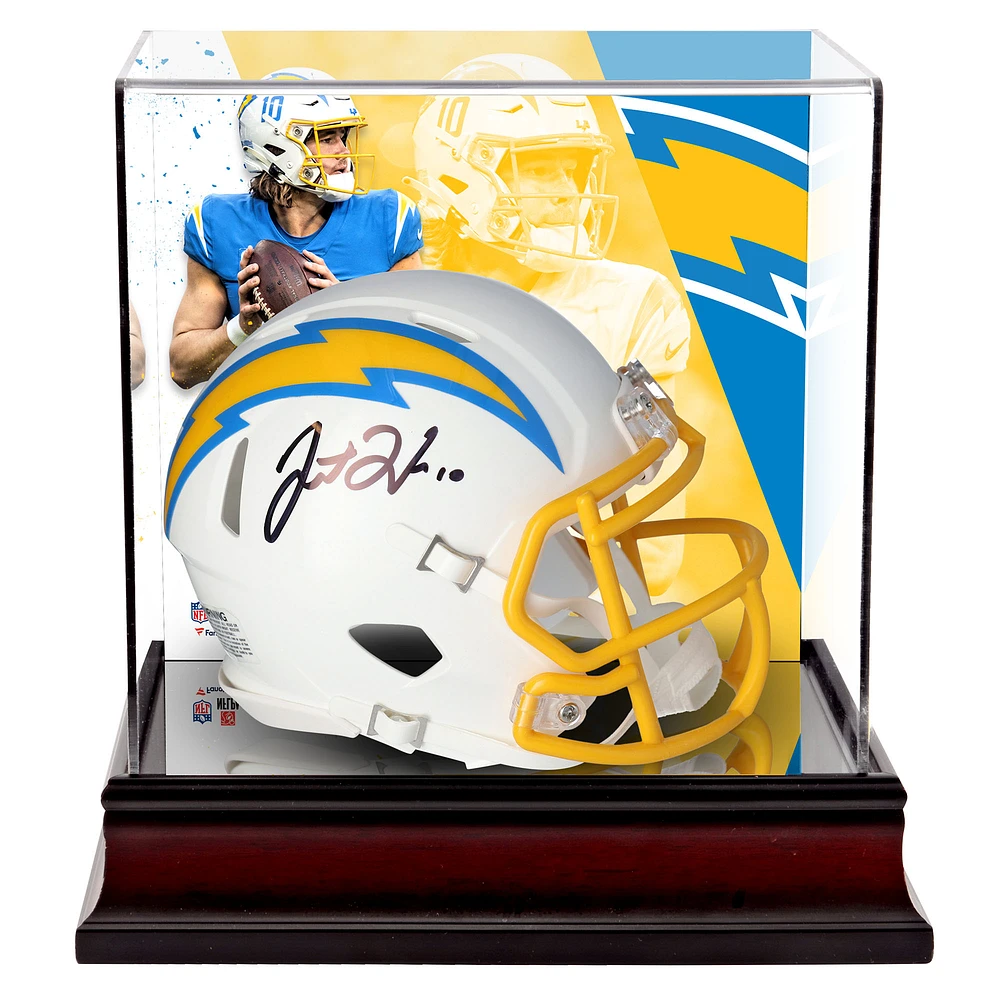 Justin Herbert Los Angeles Chargers Autographed Riddell Speed Mini Helmet with Deluxe Mini Helmet Case