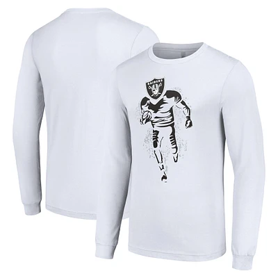 Men's Starter White Las Vegas Raiders Logo Graphic Long Sleeve T-Shirt