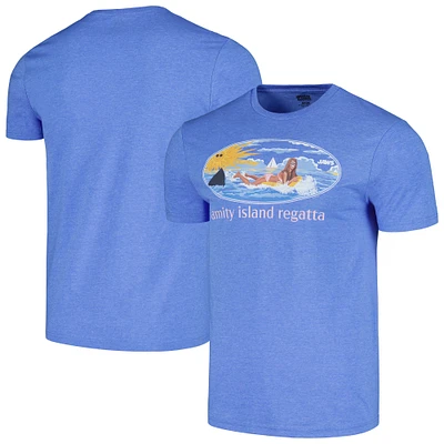 Unisex Heather Blue Jaws Girl On Float T-Shirt