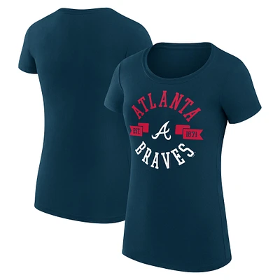 Women's G-III 4Her by Carl Banks Navy Atlanta Braves Super-Slim Fit Lightweight City Graphic T-Shirt