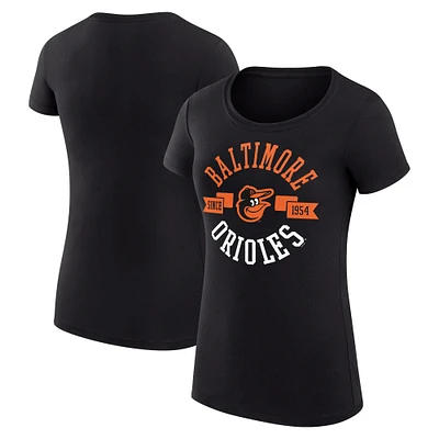Women's G-III 4Her by Carl Banks Black Baltimore Orioles Super-Slim Fit Lightweight City Graphic T-Shirt