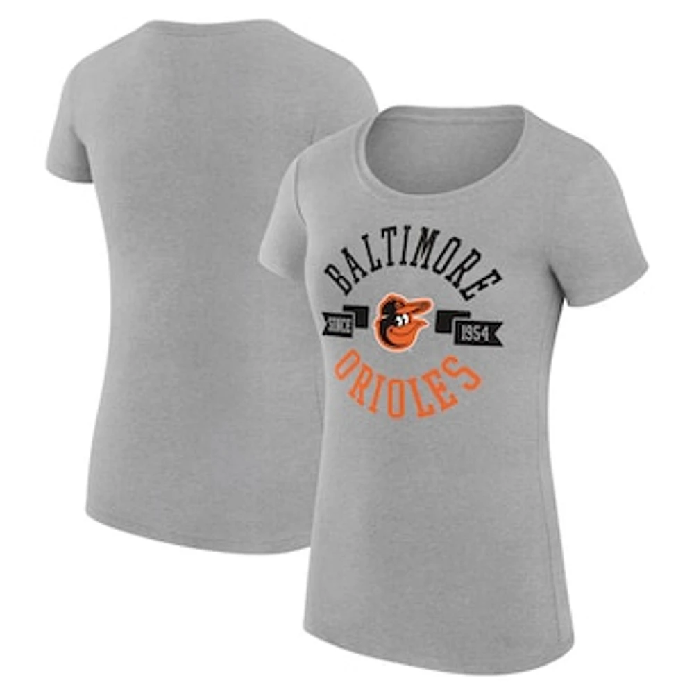 Women's G-III 4Her by Carl Banks Heather Gray Baltimore Orioles Super-Slim Fit Lightweight City Graphic T-Shirt