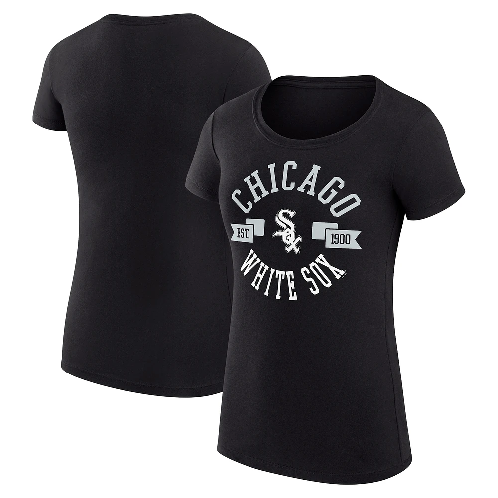 Women's G-III 4Her by Carl Banks Black Chicago White Sox Super-Slim Fit Lightweight City Graphic T-Shirt