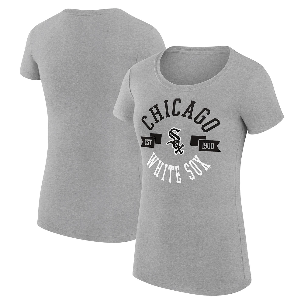 Women's G-III 4Her by Carl Banks Heather Gray Chicago White Sox Super-Slim Fit Lightweight City Graphic T-Shirt
