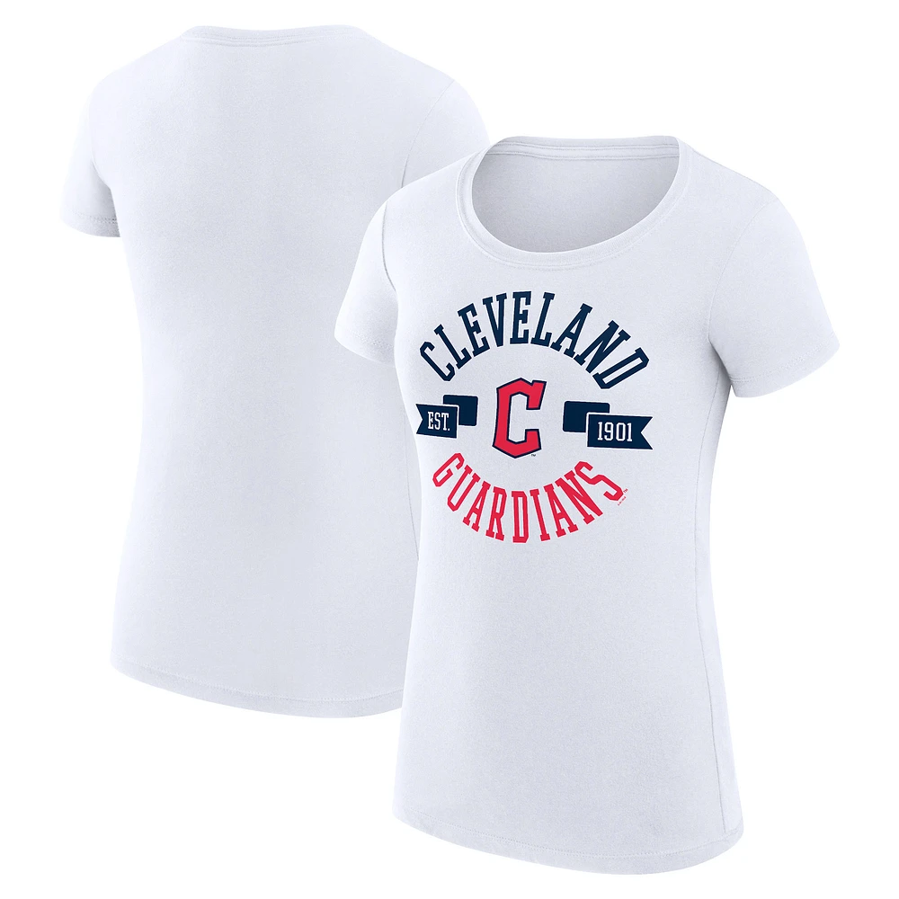 Women's G-III 4Her by Carl Banks White Cleveland Guardians City Graphic Fitted T-Shirt