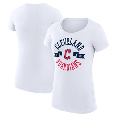 Women's G-III 4Her by Carl Banks White Cleveland Guardians City Graphic Fitted T-Shirt