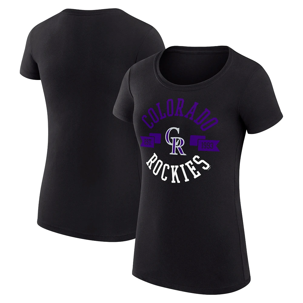 Women's G-III 4Her by Carl Banks Black Colorado Rockies Super-Slim Fit Lightweight City Graphic T-Shirt